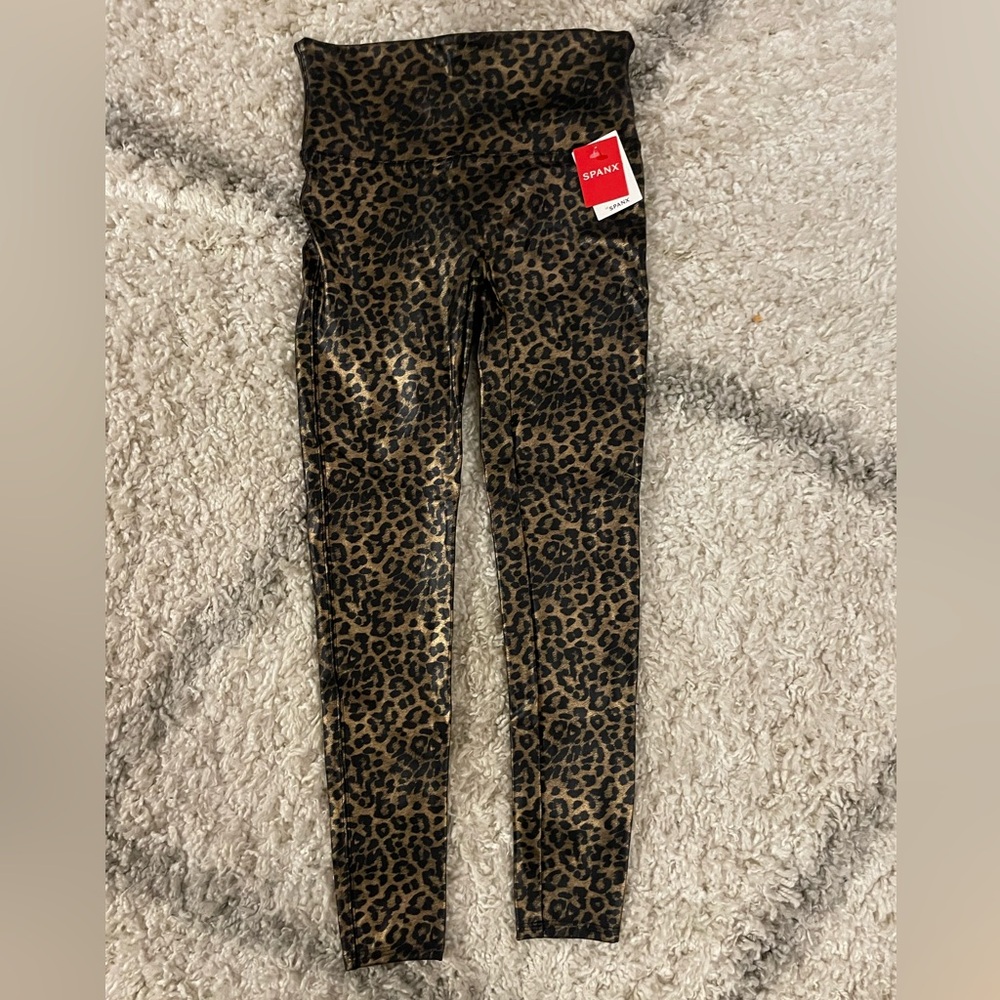 NWT Spanx Faux Leather Leopard Print Leggings